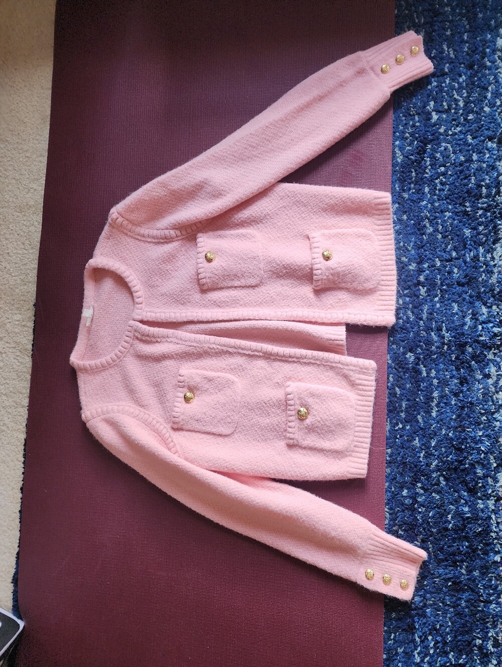 Soft Pink Bouclé Knit Cardigan